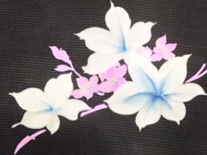 アンティーク　絽　手描き　枝花模様名古屋帯